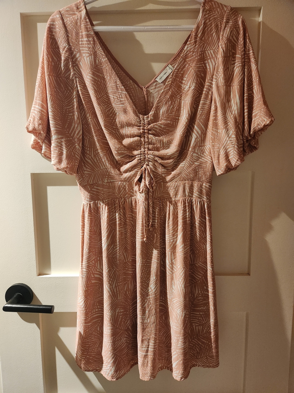 Gentle Fawn Blush Printed Ruched V-Neck Dress